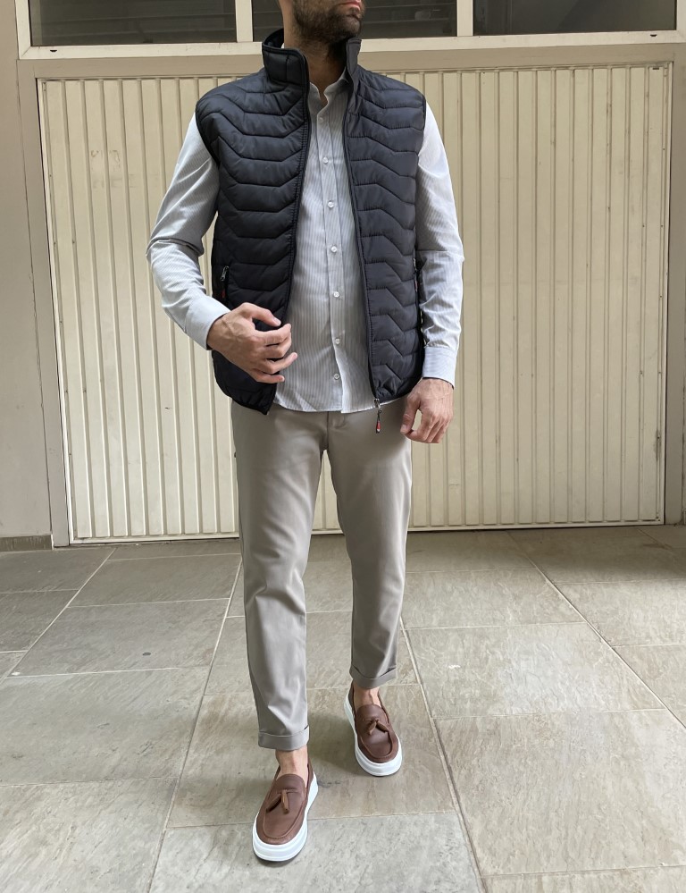 Ανδρικό μαύρο καπιτονέ αμάνικο μπουφάν BC24911M φωτογραφία